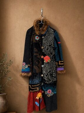 Vintage Lee Andersen patchwork retro funk fur size 1 EUC